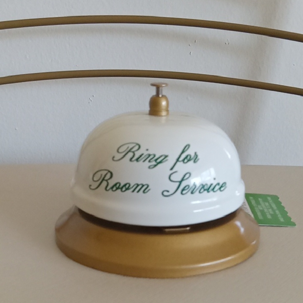 White and Gold Room Service Bell